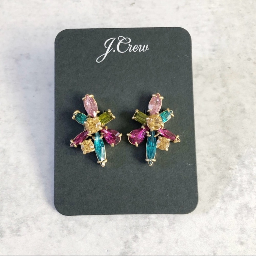 J. Crew Gem Burst Stud Earrings Multi Colored - Picture 2 of 4